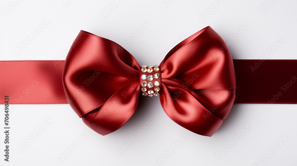 Beautiful red satin gift bow, isolated on white Beautiful red satin gift bow, isolated on white