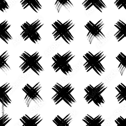 Seamless pattern with hand drawn cross symbols