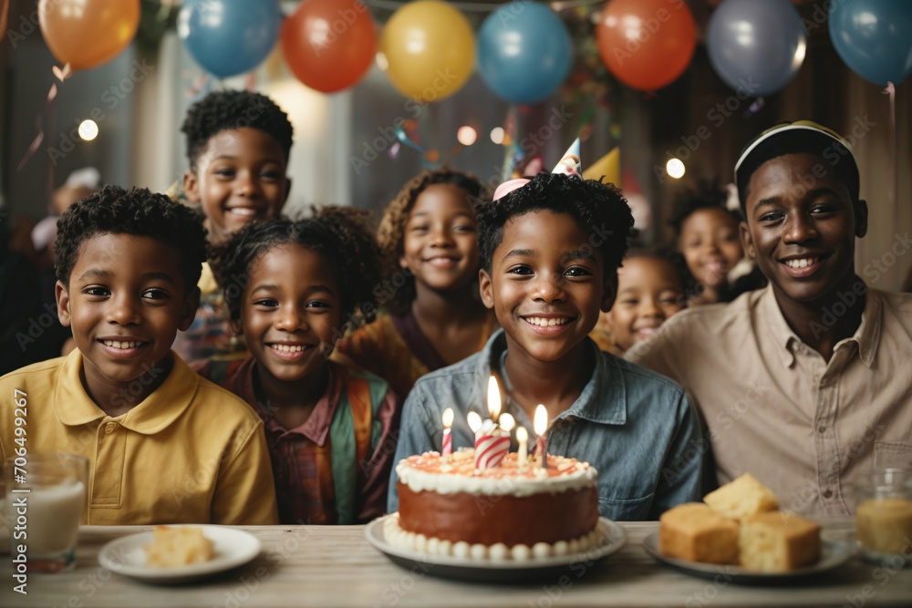 black family celebrating birthday party