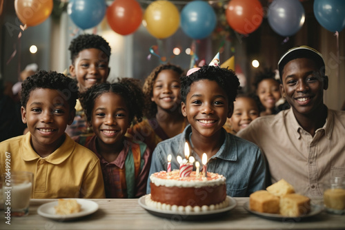 black family celebrating birthday party