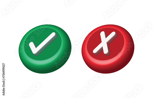 vector 3d approval and cancel symbols. approval and cancellation concept