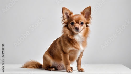 Red chihuahua dog on grey background © QuoDesign