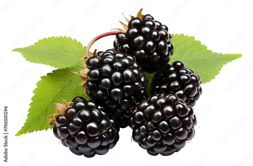 Branch of delicious ripe blackberries, cut out Branch of delicious ripe blackberries, cut out