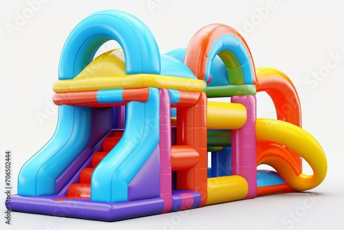 Inflatable play structure on a white background. 3D graphic. Generative AI