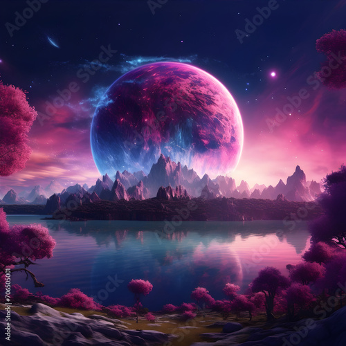  Mysterious Magical Fantasy Planet AI Artwork © boscorelli