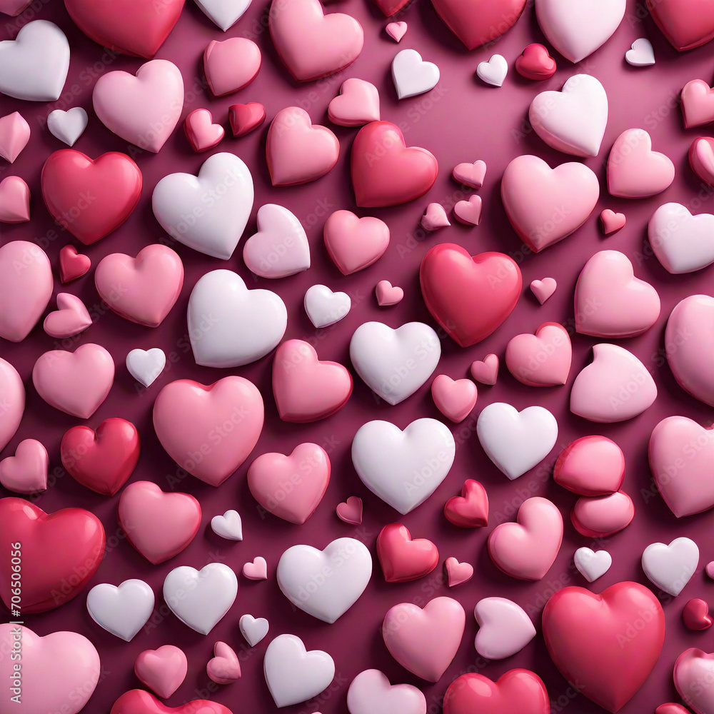 Collection of hearts varying in shades from pastel pinks to deep crimsons surface textures Collection of hearts varying in shades from pastel pinks to deep crimsons surface textures