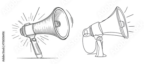 Public horn speaker in One continuous line drawing.
