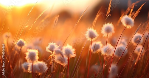 The Subtle Beauty of Grass Blossoms Lit by the Soft Hues of Sunset
