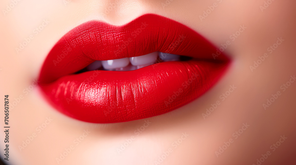 Red Lips Elegance: Close-Up Beauty and Glamour in Vibrant Passion Red Lips Elegance: Close-Up Beauty and Glamour in Vibrant Passion