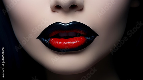 Captivating Black Lipstick Close-Up in Glamorous Beauty Photography