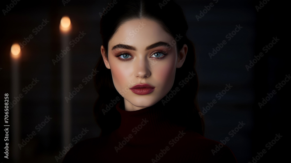 Bold Elegance: Commercial Portrait of a Woman with Red Lips and Lipstick Bold Elegance: Commercial Portrait of a Woman with Red Lips and Lipstick
