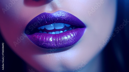 Elegance in Purple: Commercial Photo of Lips with Vibrant Lipstick