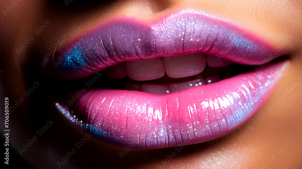 Closeup of Stunning Pink Lips with Luxurious Lip Gloss Closeup of Stunning Pink Lips with Luxurious Lip Gloss