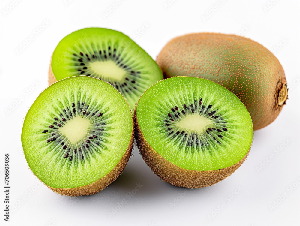 Fresh kiwi fruits isolated on white background. Minimalist style. Fresh kiwi fruits isolated on white background. Minimalist style.