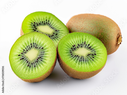 Fresh kiwi fruits isolated on white background. Minimalist style.