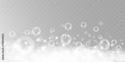 Air bubbles.Soap foam vector illustration on a transparent background.	
