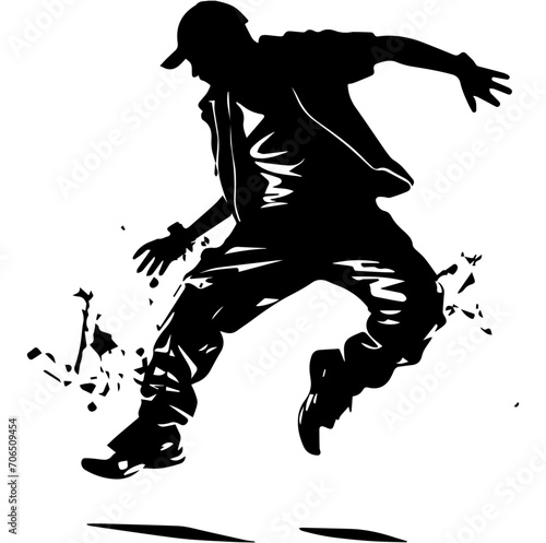 Silhouette vectorielle d'un danseur de break dance - noir sur fond transparent