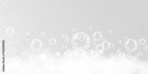 Air bubbles.Soap foam vector illustration on a transparent background.	
