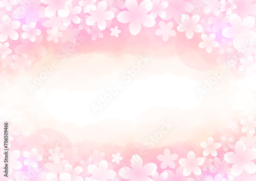 桜　春　ピンク　水彩　背景　イメージ