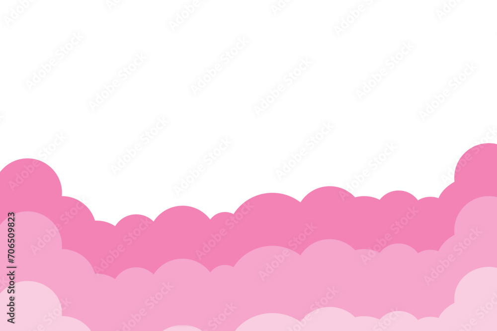 Pink paper clouds. Seamless border for Valentine's Day. Pink paper clouds. Seamless border for Valentine's Day.