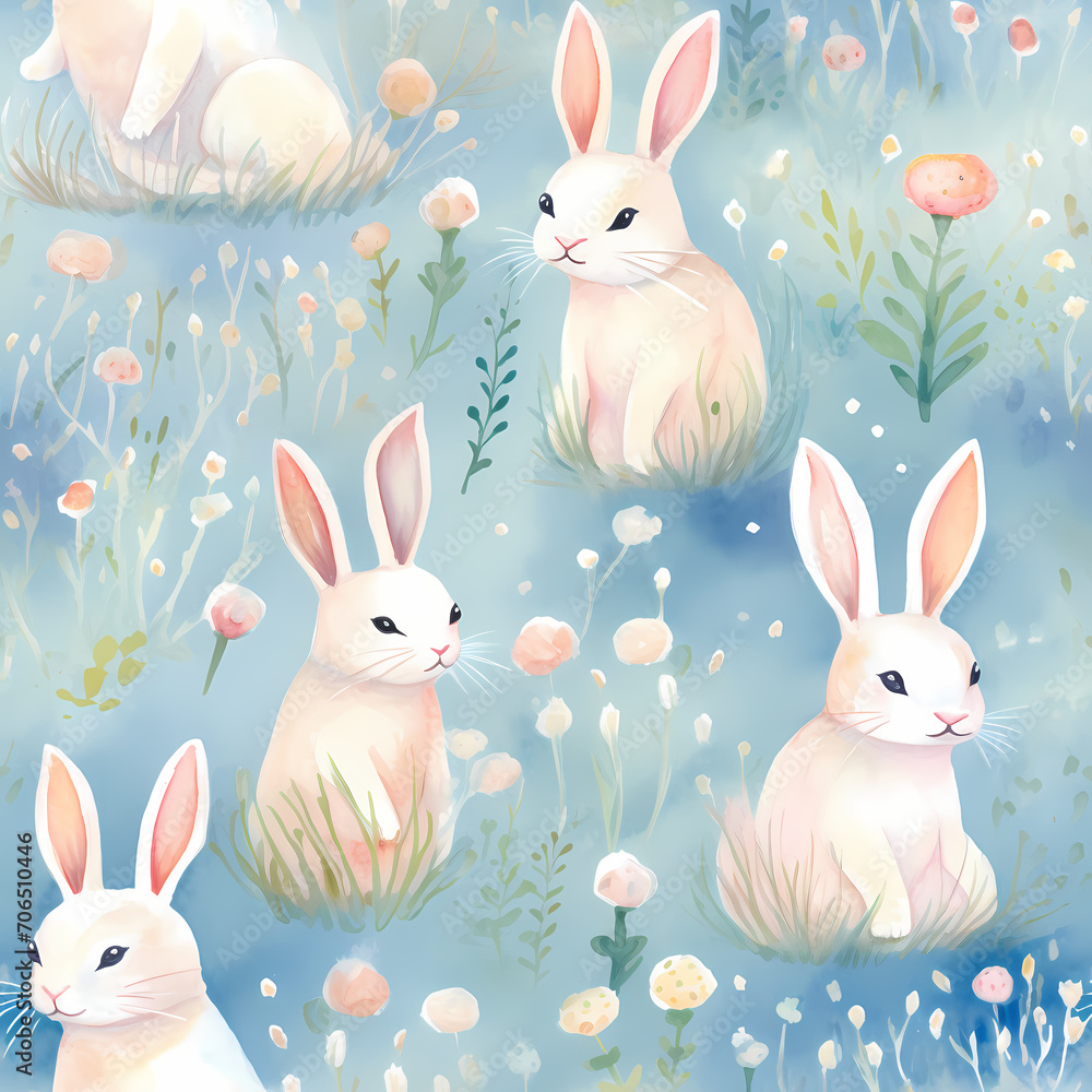 Dreamy Watercolor Rabbit Pattern Dreamy Watercolor Rabbit Pattern