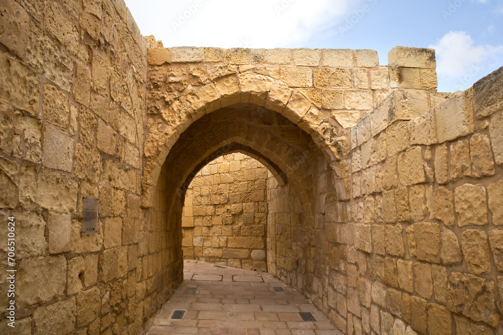 Walls of famous Citadel in Victoria, Malta