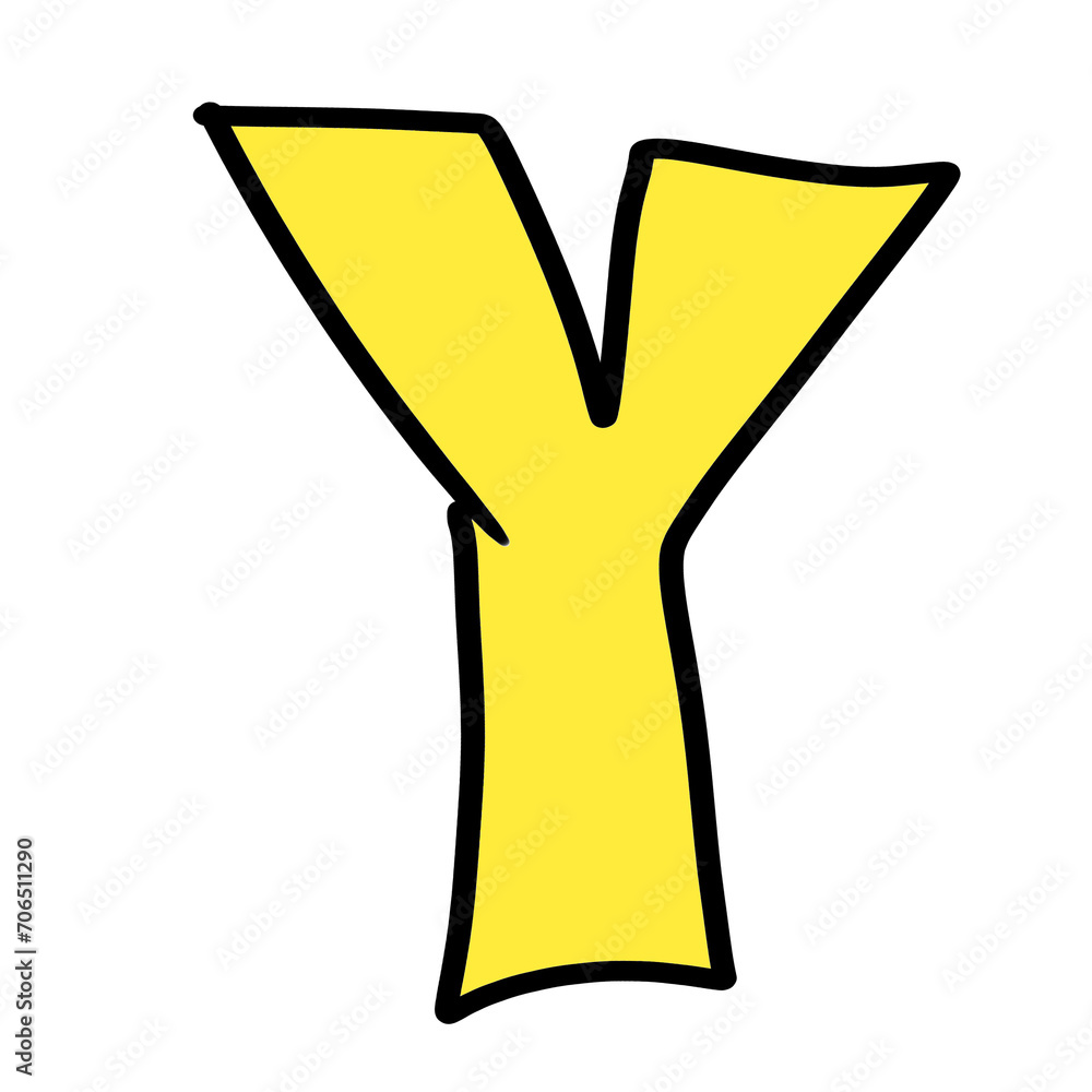 Letter Y yellow brush stroke close up Letter Y yellow brush stroke close up