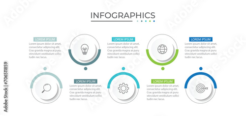 Vector abstract elements of graph infographic template with label, integrated circles. business concept with 5 options.
 photo