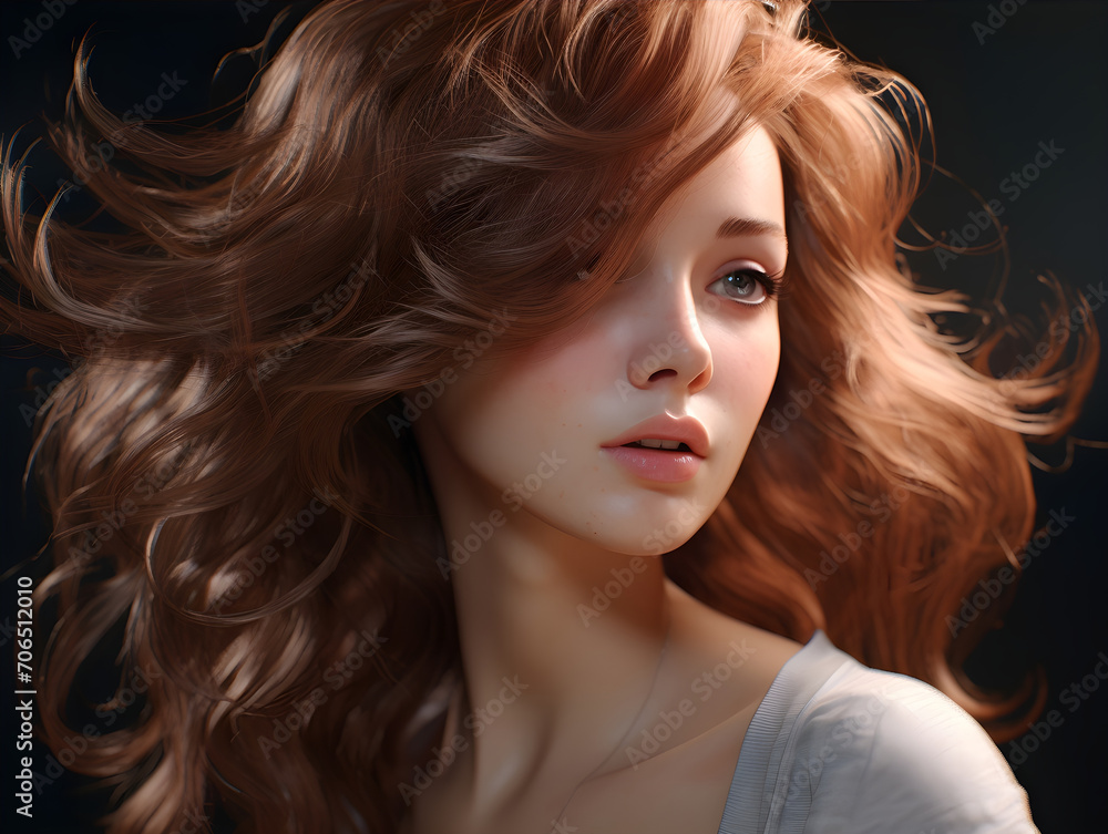 Red Hair Natural Young Beauty Woman AI Portrait Red Hair Natural Young Beauty Woman AI Portrait