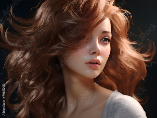 Red Hair Natural Young Beauty Woman AI Portrait