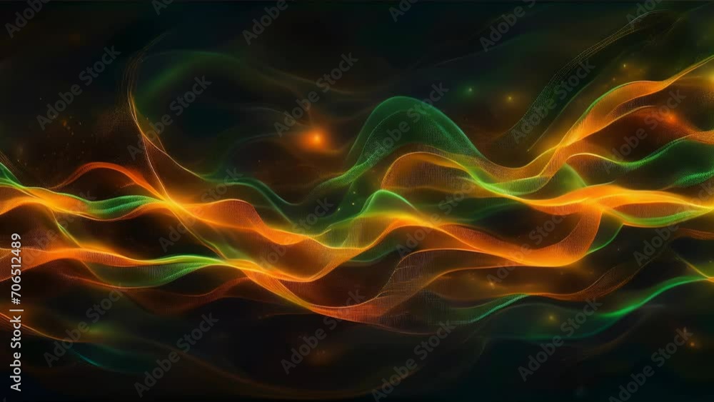 An abstract design featuring green and orange lights intersecting as if flowing through darkness, conveying energy and motion.
An abstract design featuring green and orange lights intersecting as if flowing through darkness, conveying energy and motion.