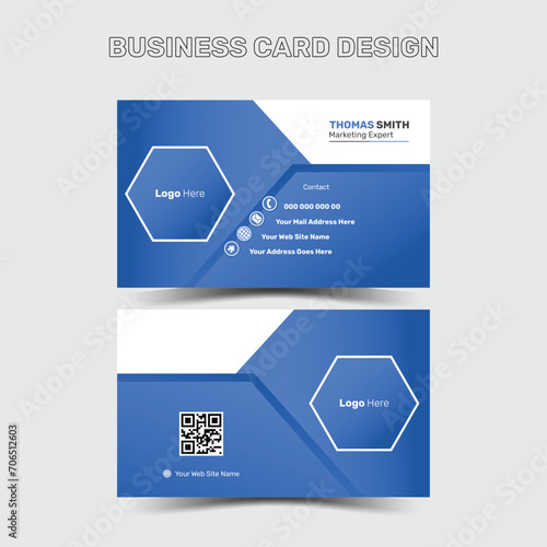 modern blue and white business card design