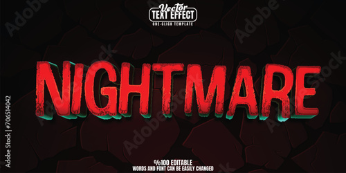 Nightmare editable text effect, customizable horror and halloween 3D font style