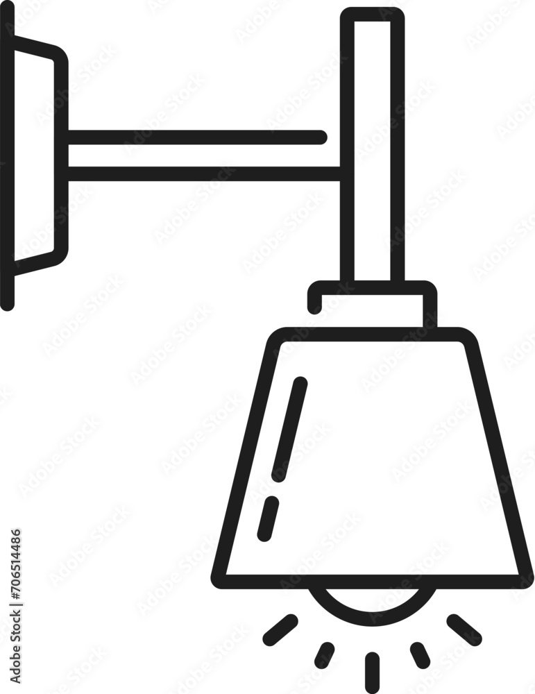 Electric wall chandelier lamp, indoor lantern, halogen light linear icon. Home furniture, work lamp or house interior light thin line vector icon. Office wall chandelier outline symbol or sign Electric wall chandelier lamp, indoor lantern, halogen light linear icon. Home furniture, work lamp or house interior light thin line vector icon. Office wall chandelier outline symbol or sign