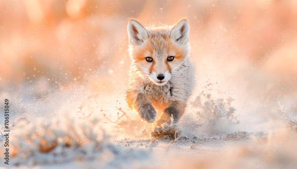 red fox (Vulpes vulpes) running over the river, World Wildlife Day celebration, March, concept Animals, generative ai