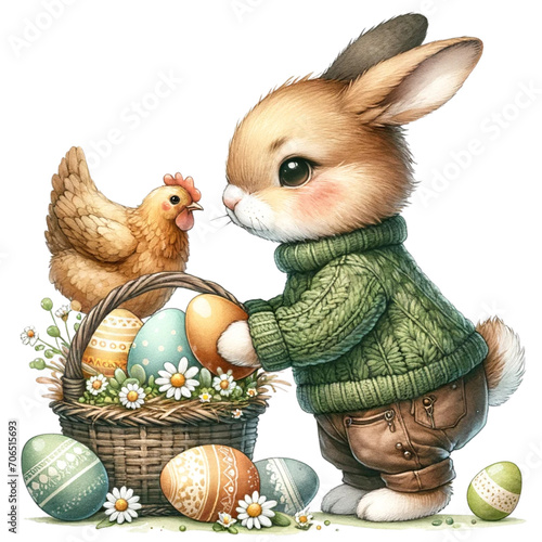 cute watercolor easter bunny