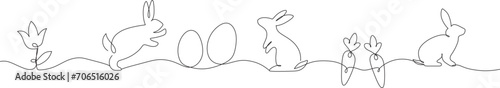 Easter Egg with cute bunny line art style. vector Illustration. EPS 10