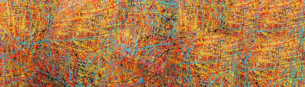 Fototapeta premium Hand draw painting abstract art panorama background colors texture design illustration..