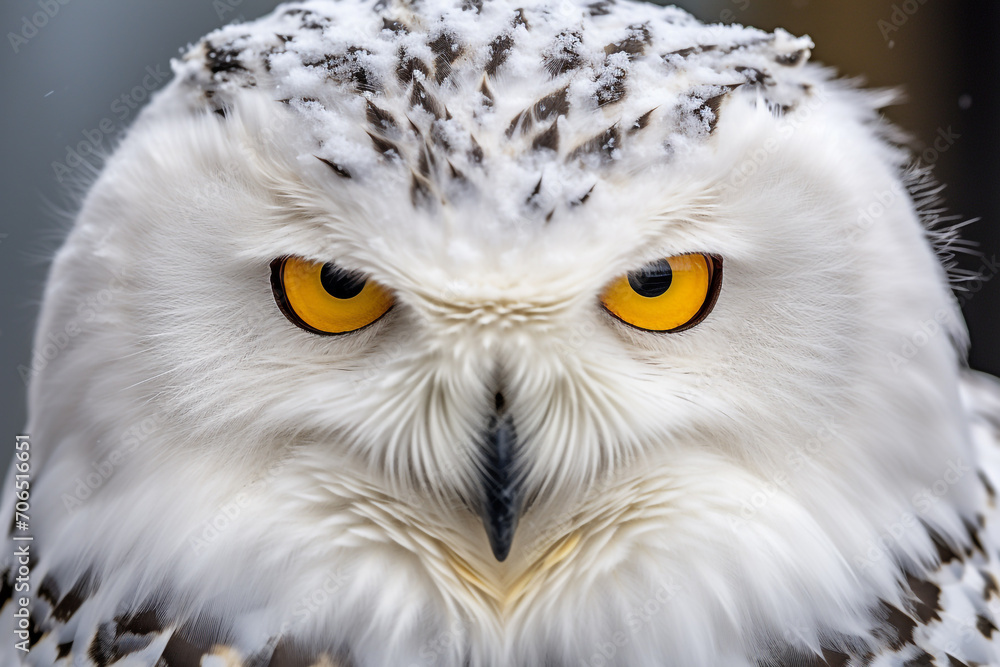 Obraz premium Close up of a snowy owl, Bubo scandiacus