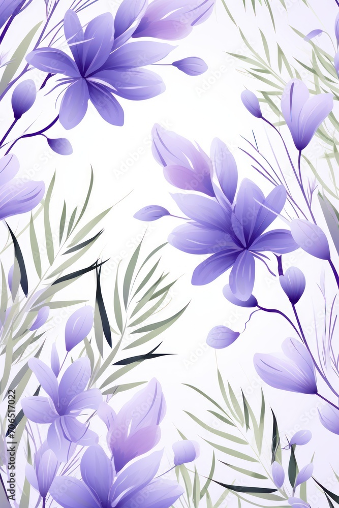 Lavender pastel template of flower designs with leaves