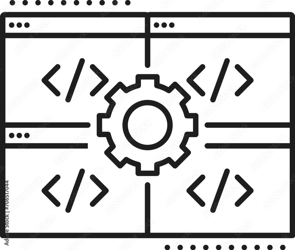 Website engine, CMS content management system icon, web business and internet marketing, vector line symbol. CMS media content and digital data technology, online website engine optimization pictogram Website engine, CMS content management system icon, web business and internet marketing, vector line symbol. CMS media content and digital data technology, online website engine optimization pictogram