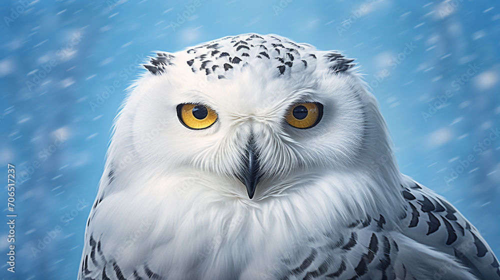Fototapeta premium Close up of a snowy owl, Bubo scandiacus
