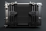 Closeup of a car radiator, rendered in 3D and isolated on a transparent background. Generative AI