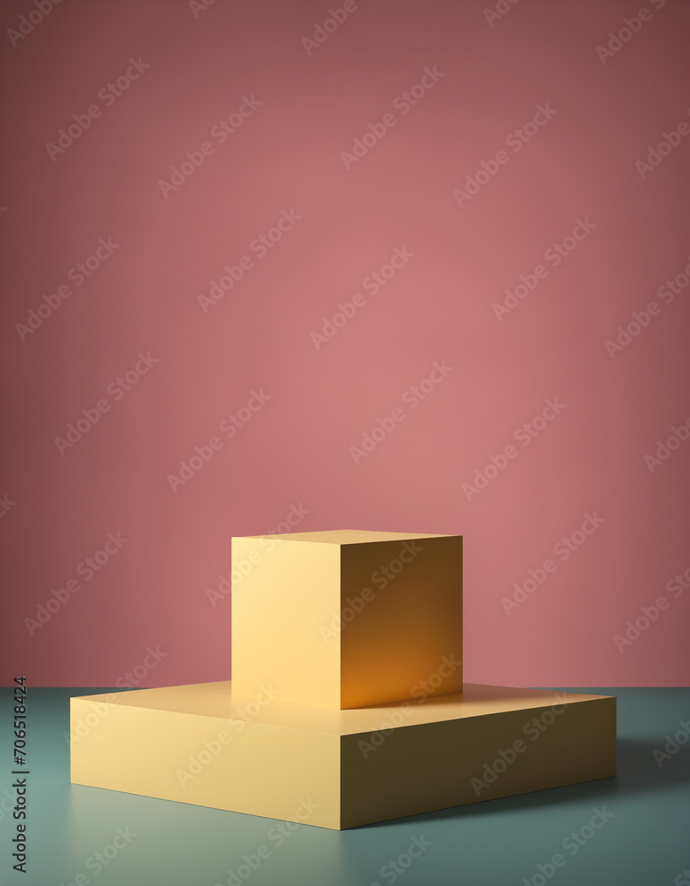 Minimalistic pastel tones background with a plinth for product presentation Minimalistic pastel tones background with a plinth for product presentation