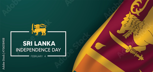 sri lanka independence day waving flag 4 Feb, 2024 vector poster  photo