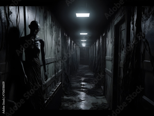 Super Scary Horror Corridor AI Artwork
