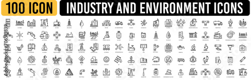 Industry and environment icons. Vector illustration. line style