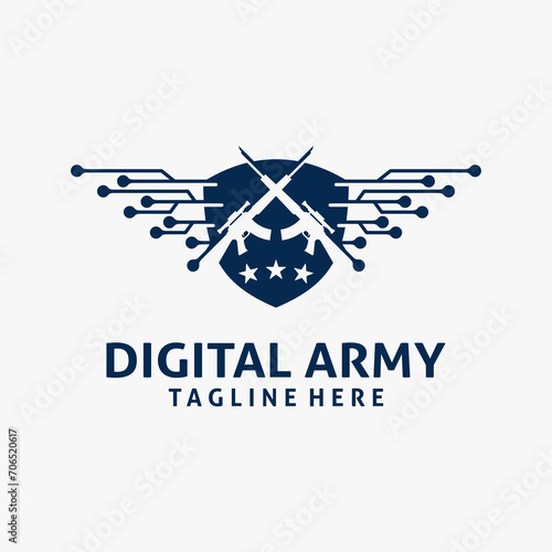 Weapon and tech element for digital army logo design