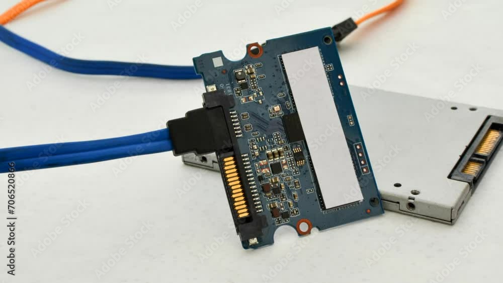 Close-up of an SSD circuit board, showcasing the complexity and precision of modern storage technology. Close-up of an SSD circuit board, showcasing the complexity and precision of modern storage technology.