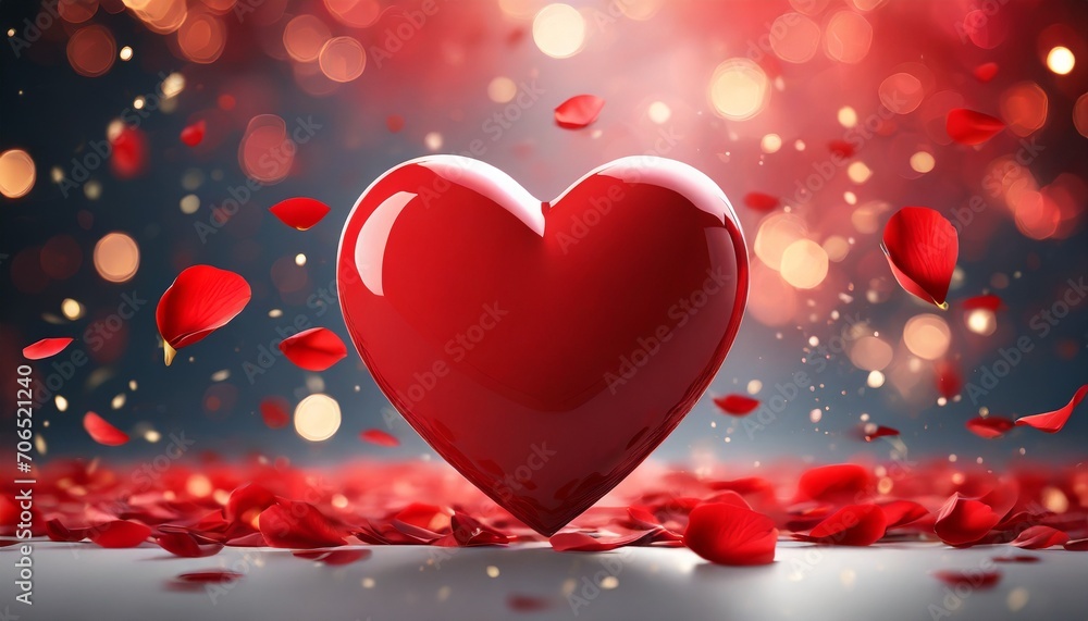 red heart with petals around, valentine's day red heart with petals around, valentine's day